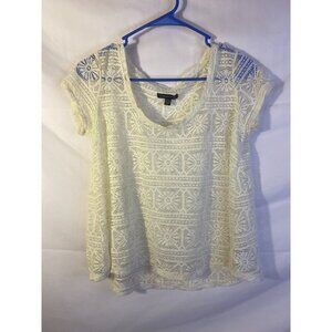 Y2K American Eagle Boho Vibes White Lace Crochet Top Shirt Blouse Size Small
